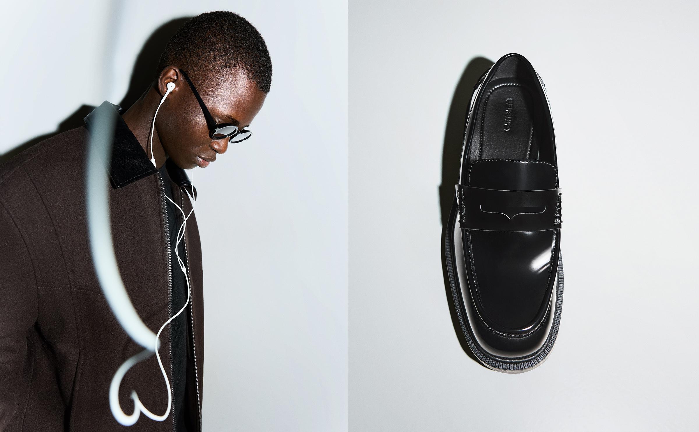 Loafers with square toe