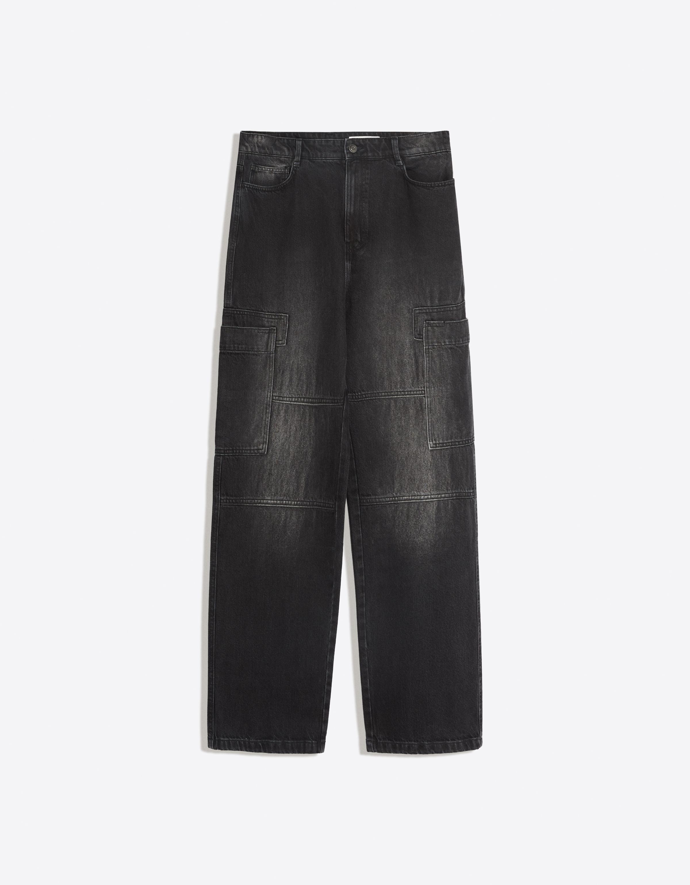Baggy cargo jeans — Black