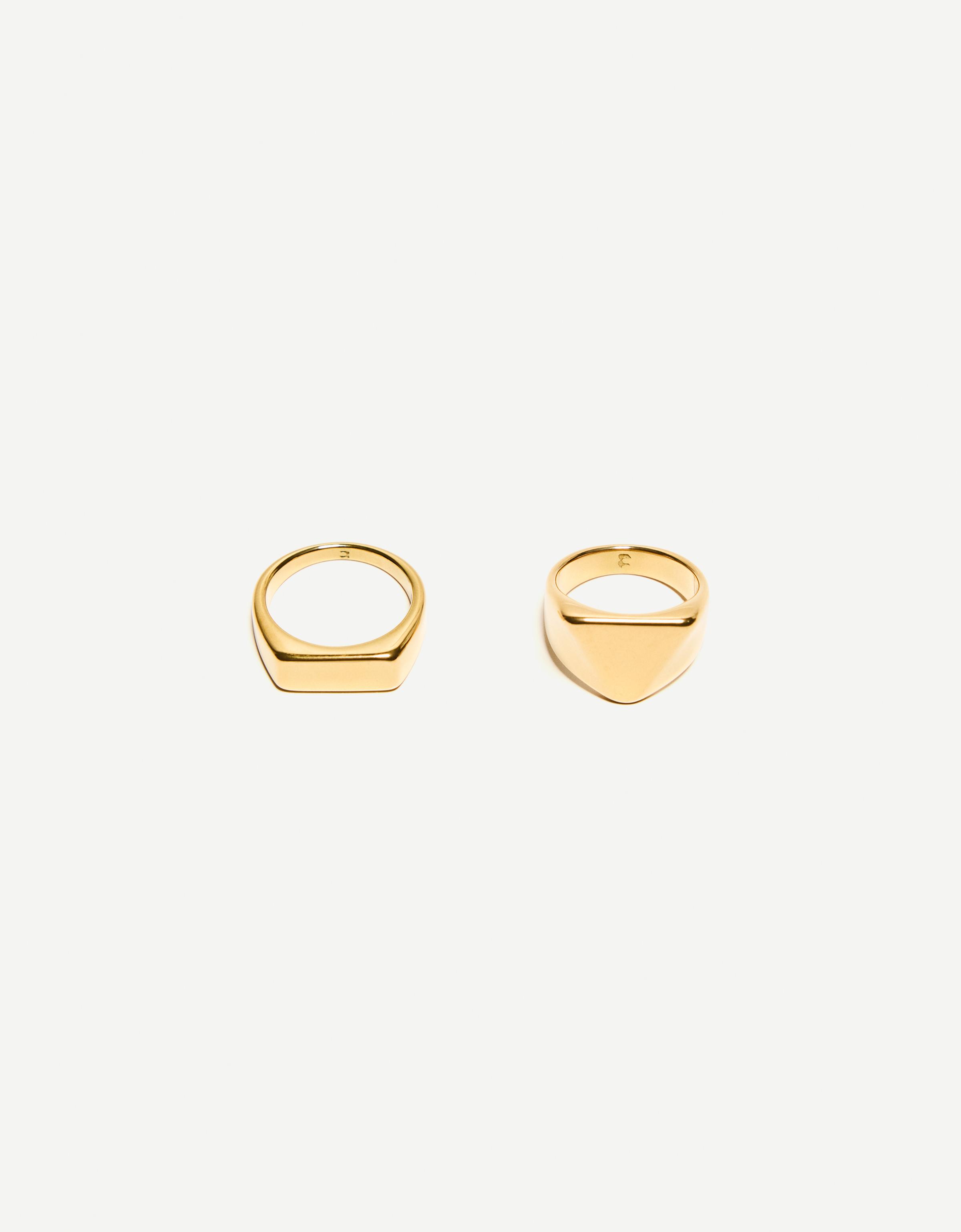 Bershka 2er-Pack Ringe Aus Stahl Herren L Gold