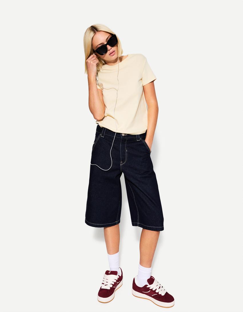 Heavy cotton short sleeve T-shirt-Beige