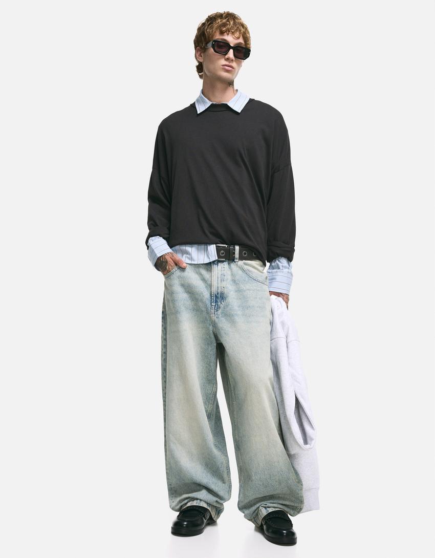 Super baggy fit jean-Açık mavi-3