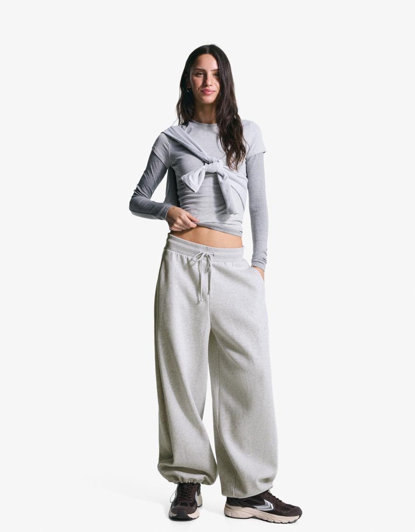 Barrel Jogginghose mit Stoppern-Grau