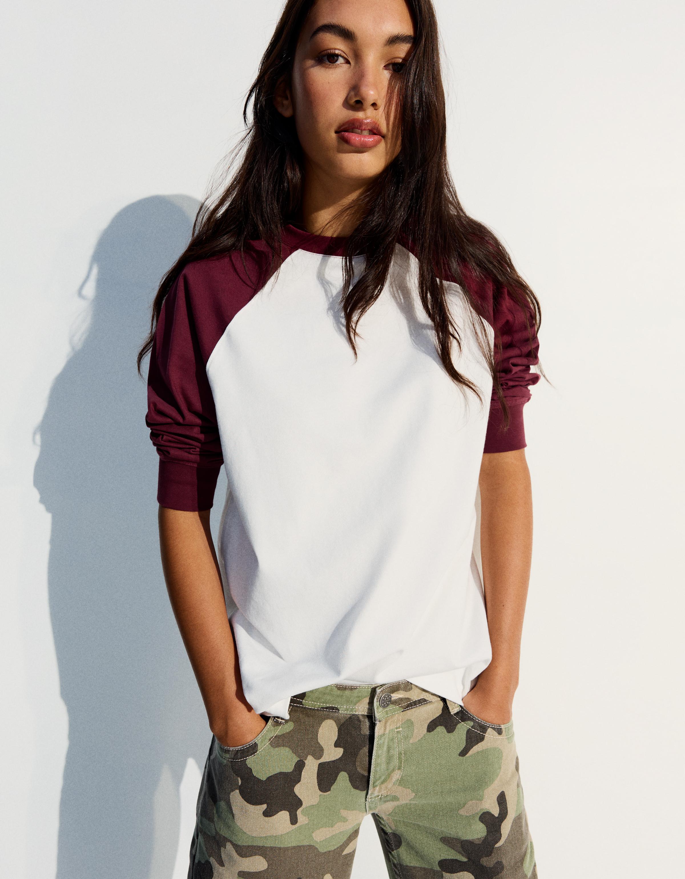 Long sleeve raglan T-shirt — Burgundy