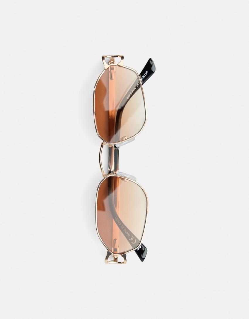 Lunettes de soleil en métal-Marron-4