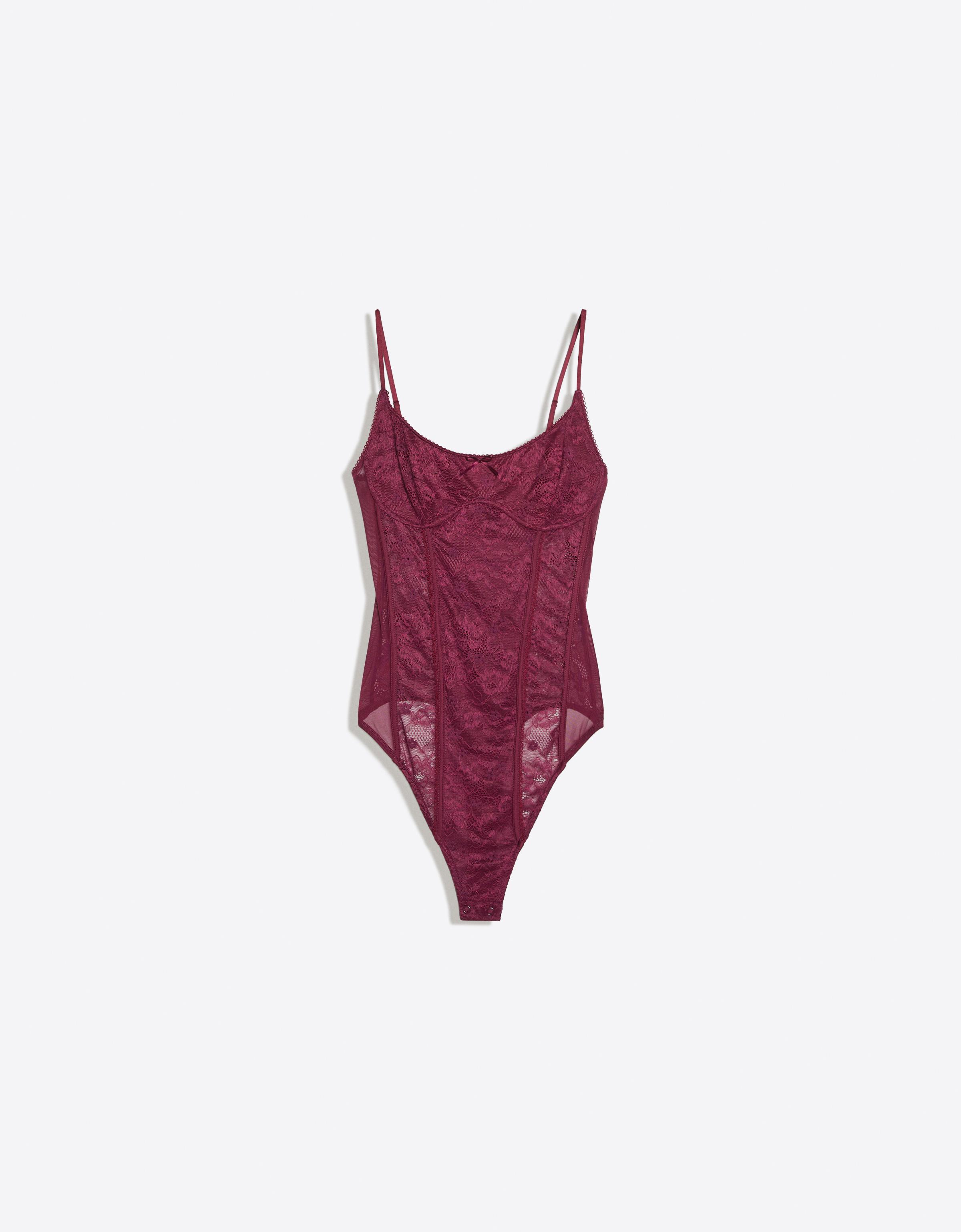 Strappy lace bodysuit — Burgundy