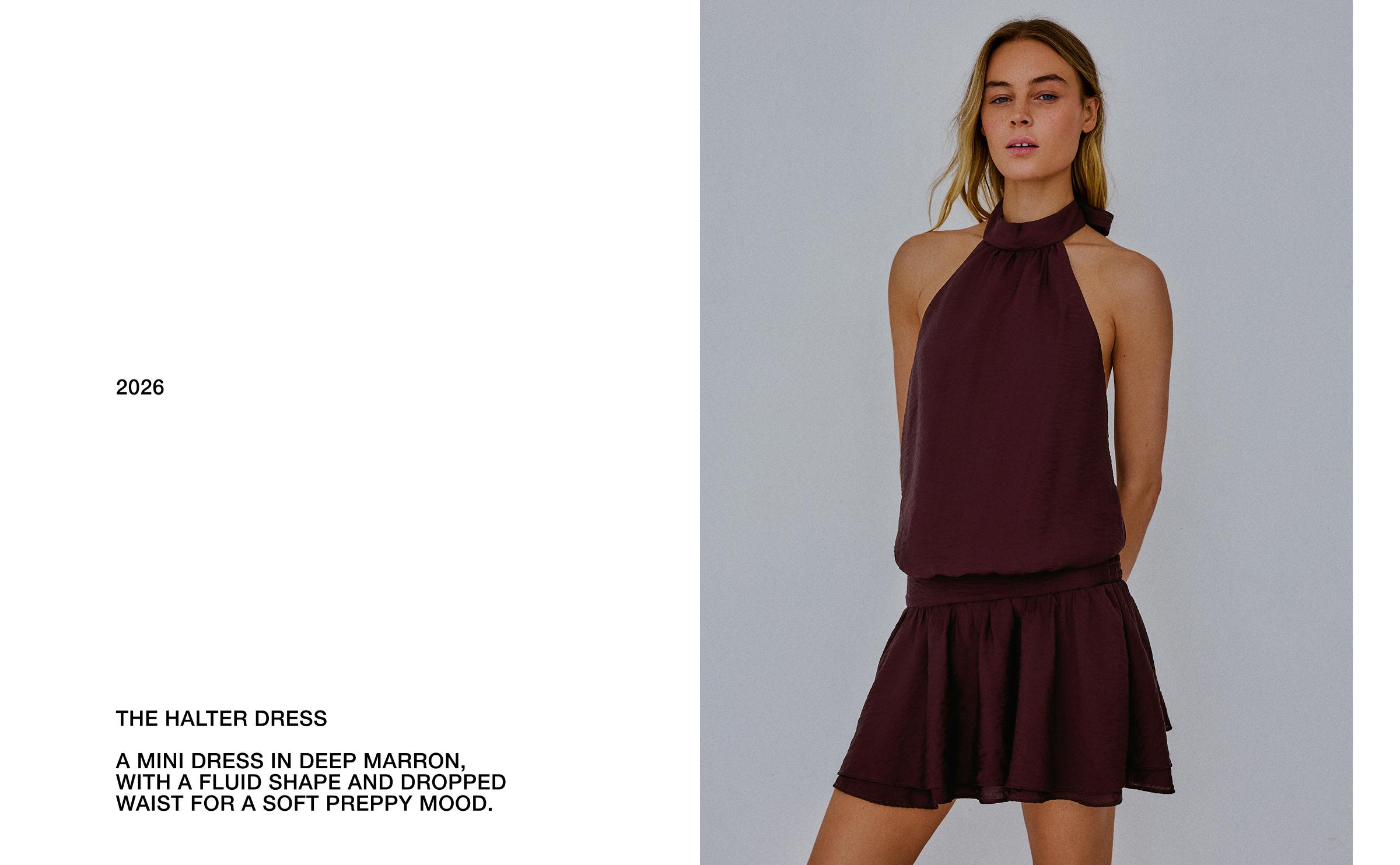 Halter neck mini dress — Maroon