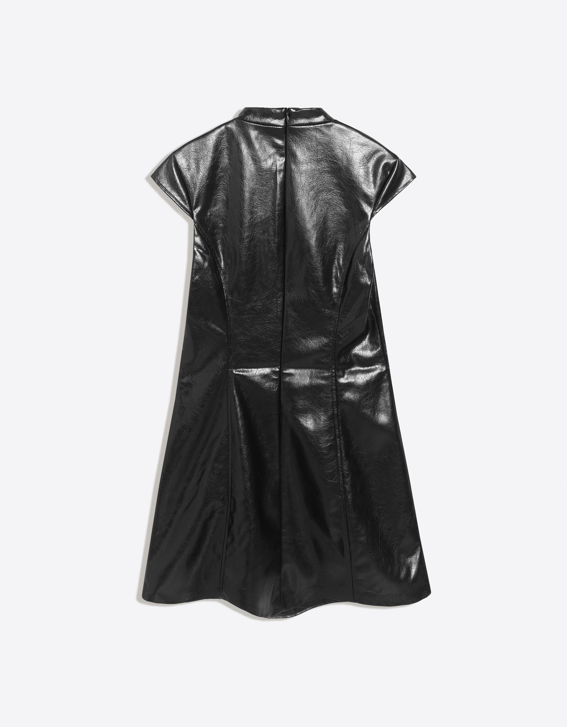 Leather effect mini dress with a high neck — Black