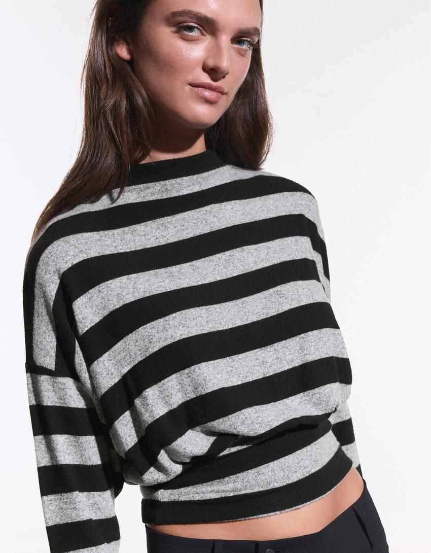 Mock neck jumper-Dark grey