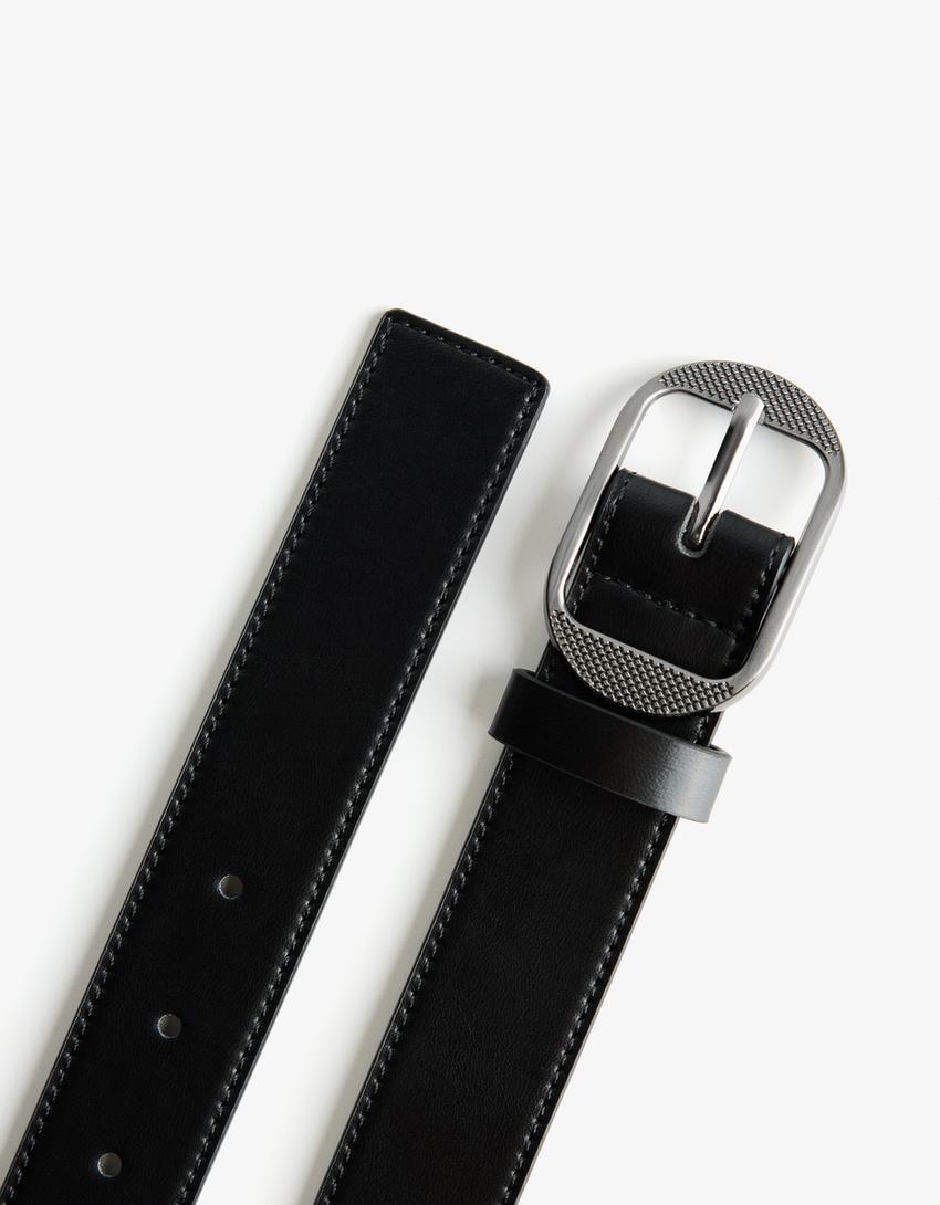 Cinturón fino hebilla oval-Negro-0