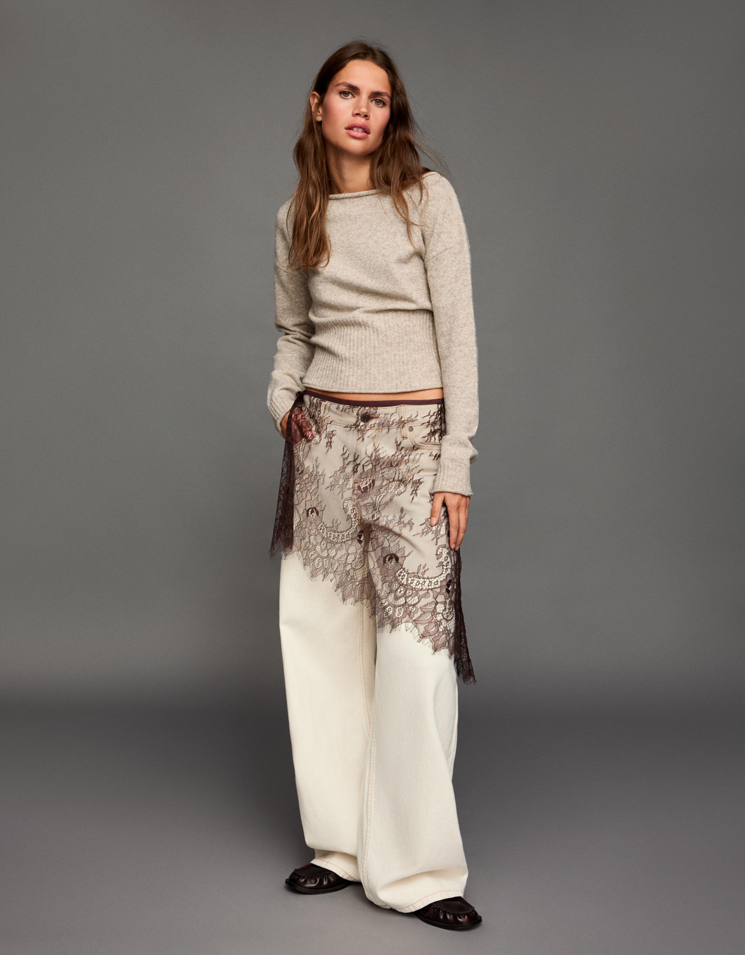 Knit boat neck jumper — Sand