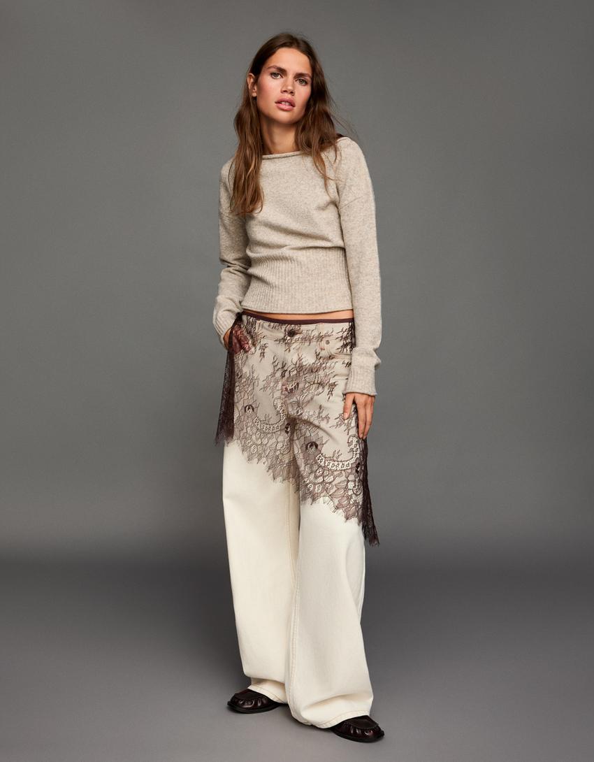 Camisola decote barco-Areia