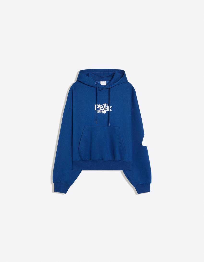 Sudadera capucha print-Azul
