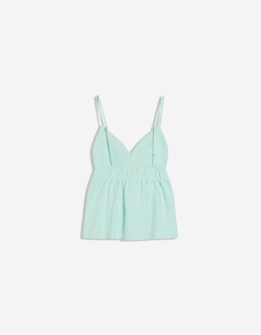 Strappy peplum top-Turquoise