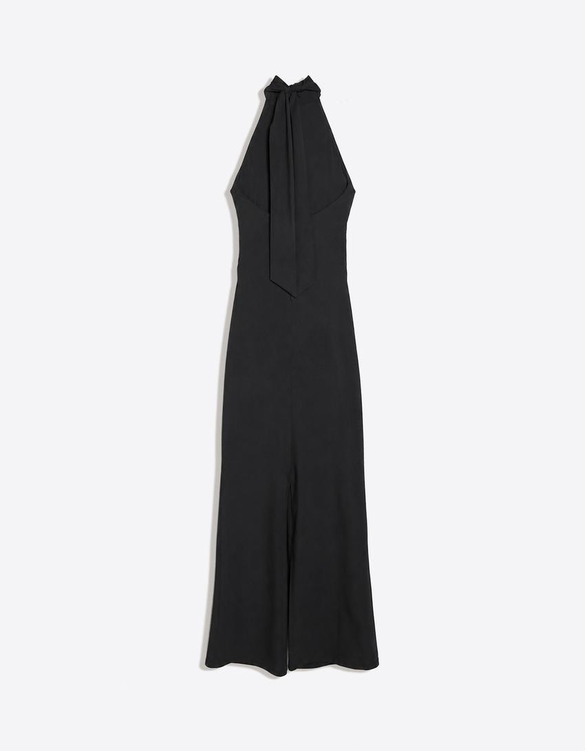 Halter midi dress-Black