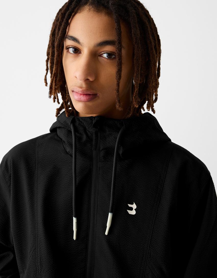 Casaco capuz efeito enrugado-Preto-2