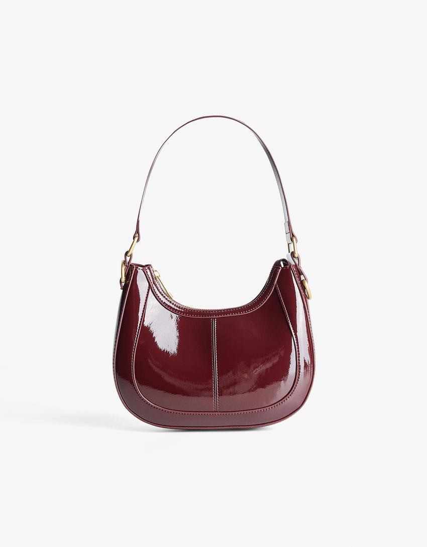 Patent effect shoulder bag-Burgundy