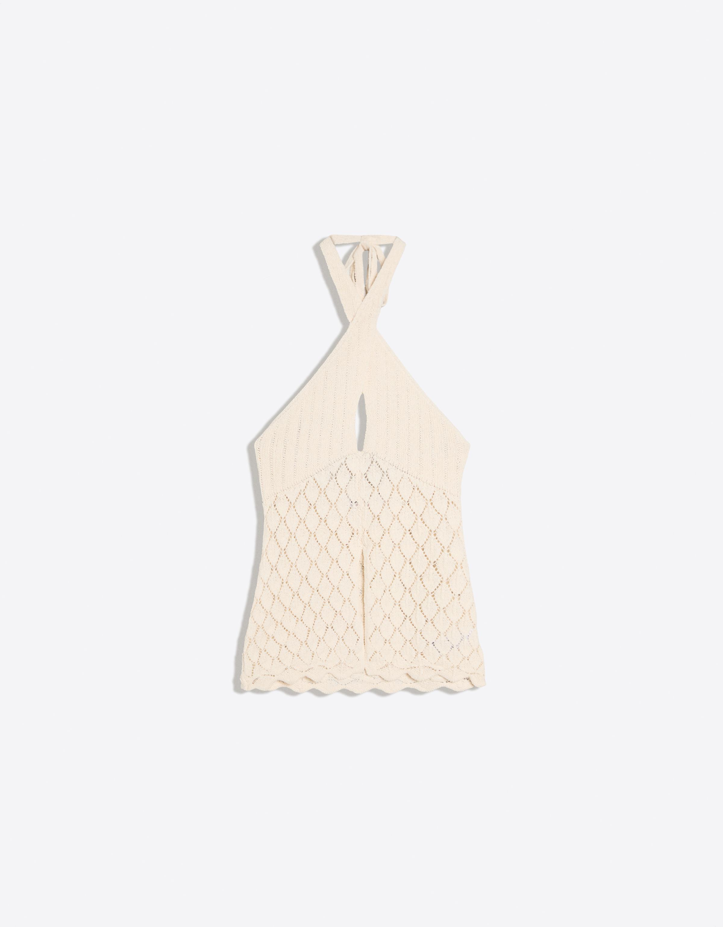 Cutwork halter top — Cream