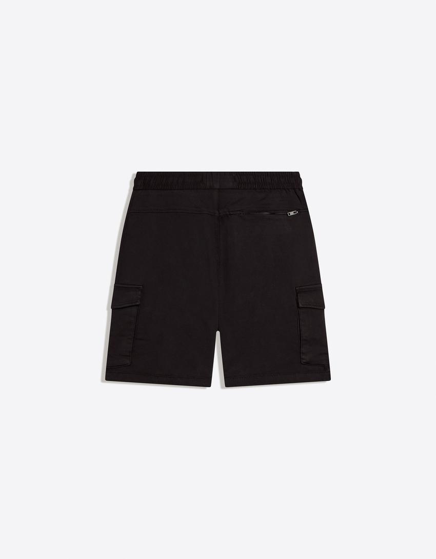 Regular cargo Bermuda shorts-Black