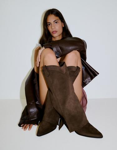 Cowboy heel trouser boots — Brown 2