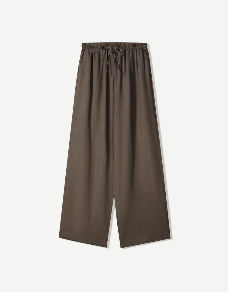 Linen blend trousers with an elasticated waistband