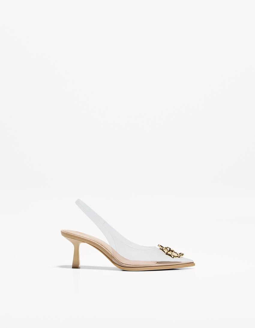 Zapatos De Vinilo Transparente Zapato Tacón Vinilo Detalle Metálico