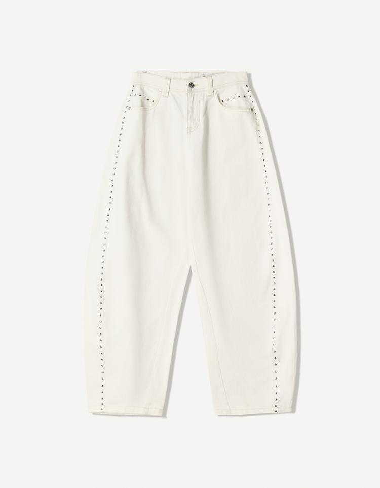 Studded barrel trousers