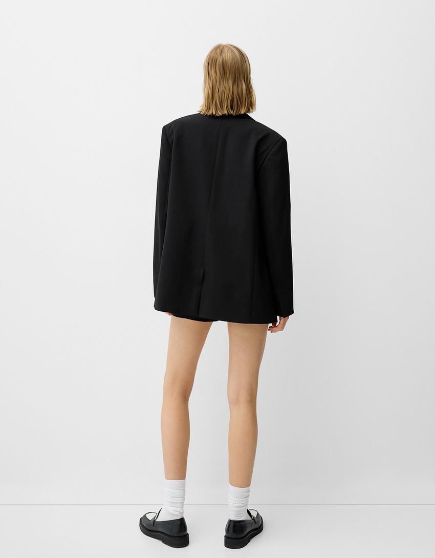 Tailored blazer and skort set-Black-1