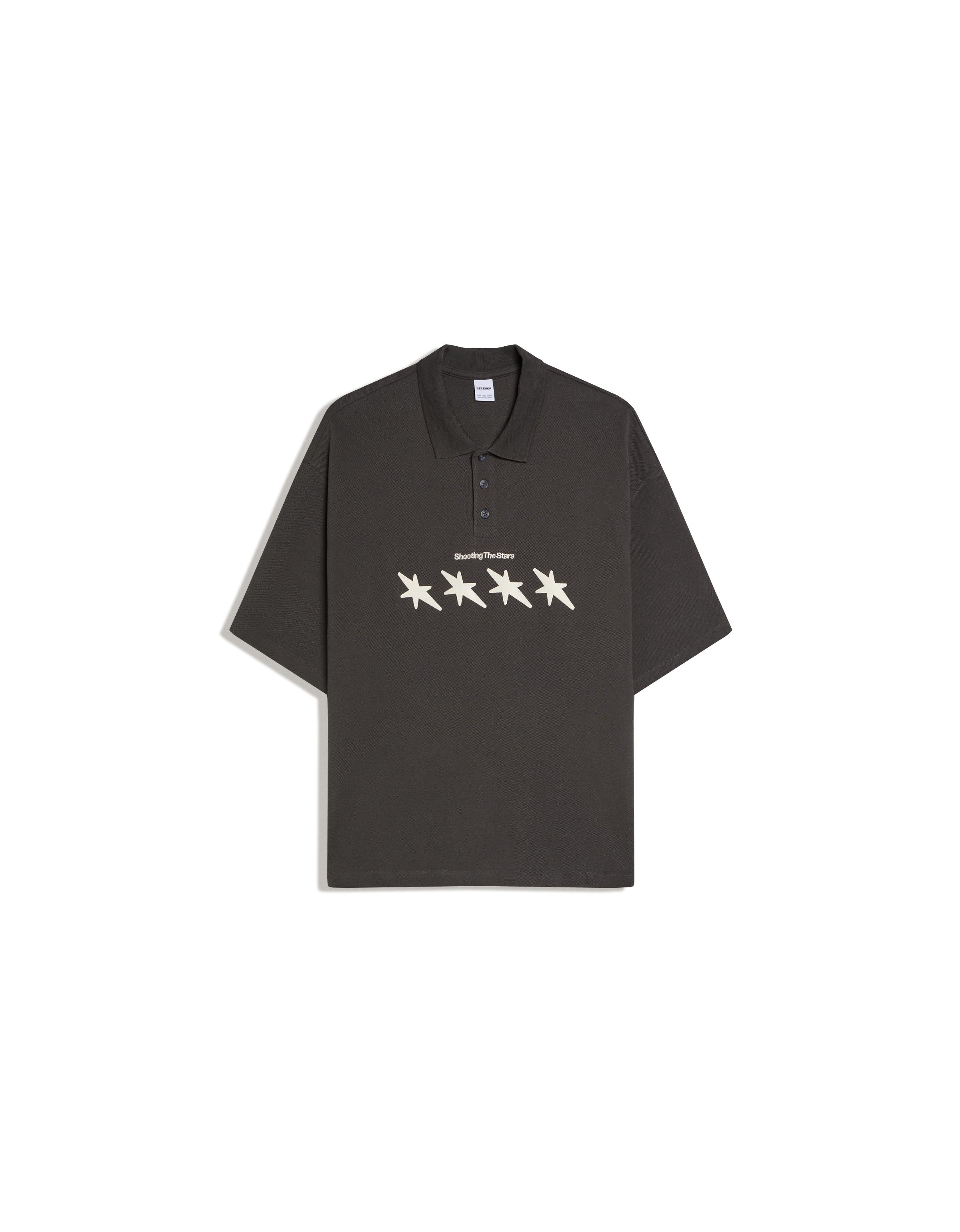 Baskılı boxy fit polo yaka t-shirt - Görsel 16