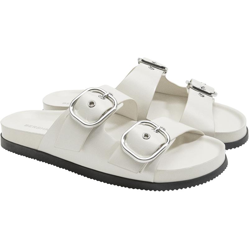 Buckled flat sandals — ECRU