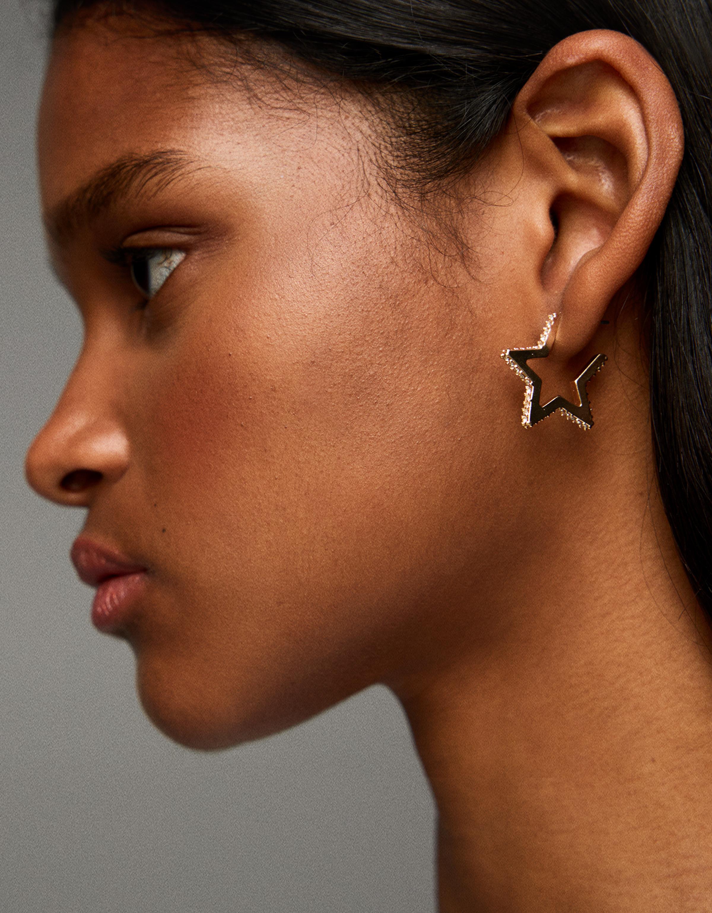 Bershka 9er-Pack Sternohrringe Damen Gold