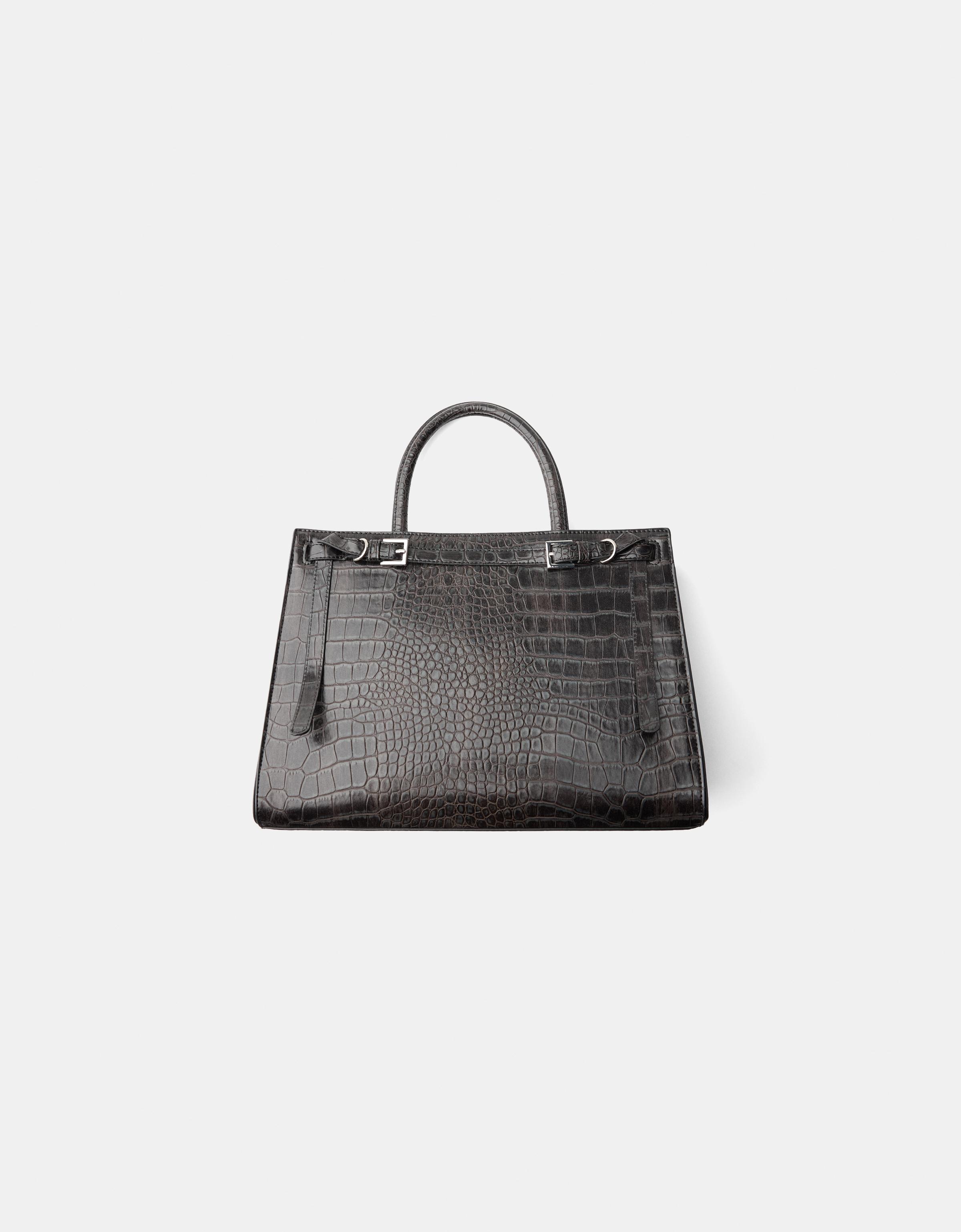 Bershka Shopper-Tasche Mit Prägung Und Animalprint Damen Schwarz