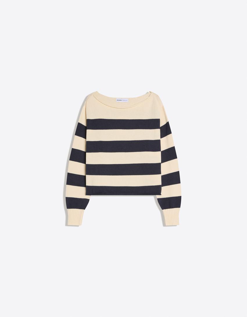 Pull col bateau-Bleu