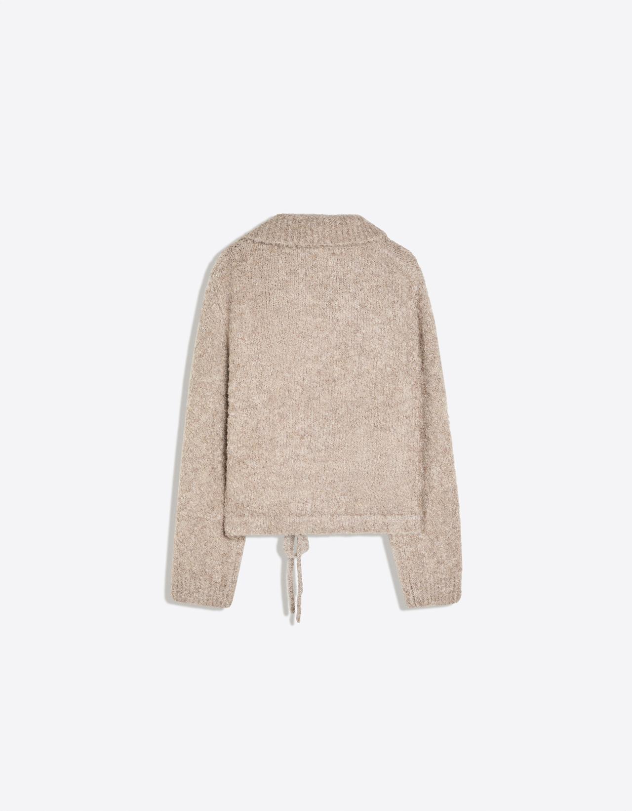 Bouclé shirt-collar jacket with adjustable hem — Brown