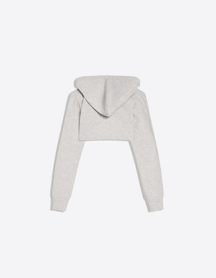Bolero jacket with hood-Mixed gray