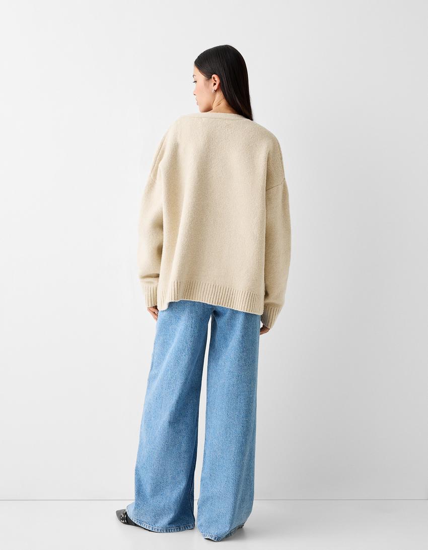 Gilet boxy fit boutons-Écru-1