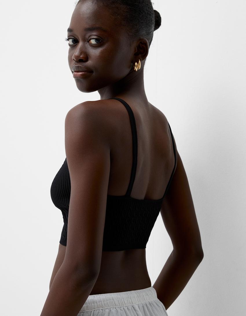 Top cuello pico trenzado-Negro-5