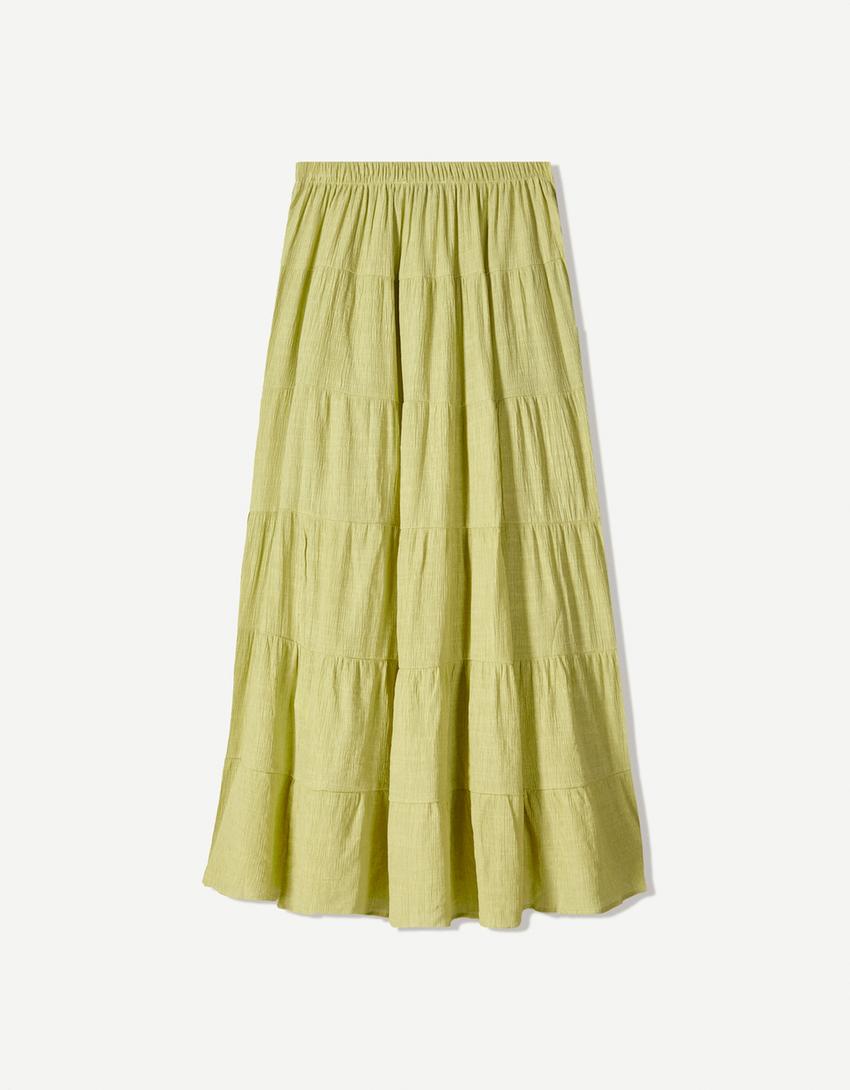 Spódnica maxi w stylu boho-Cytrynowy-5