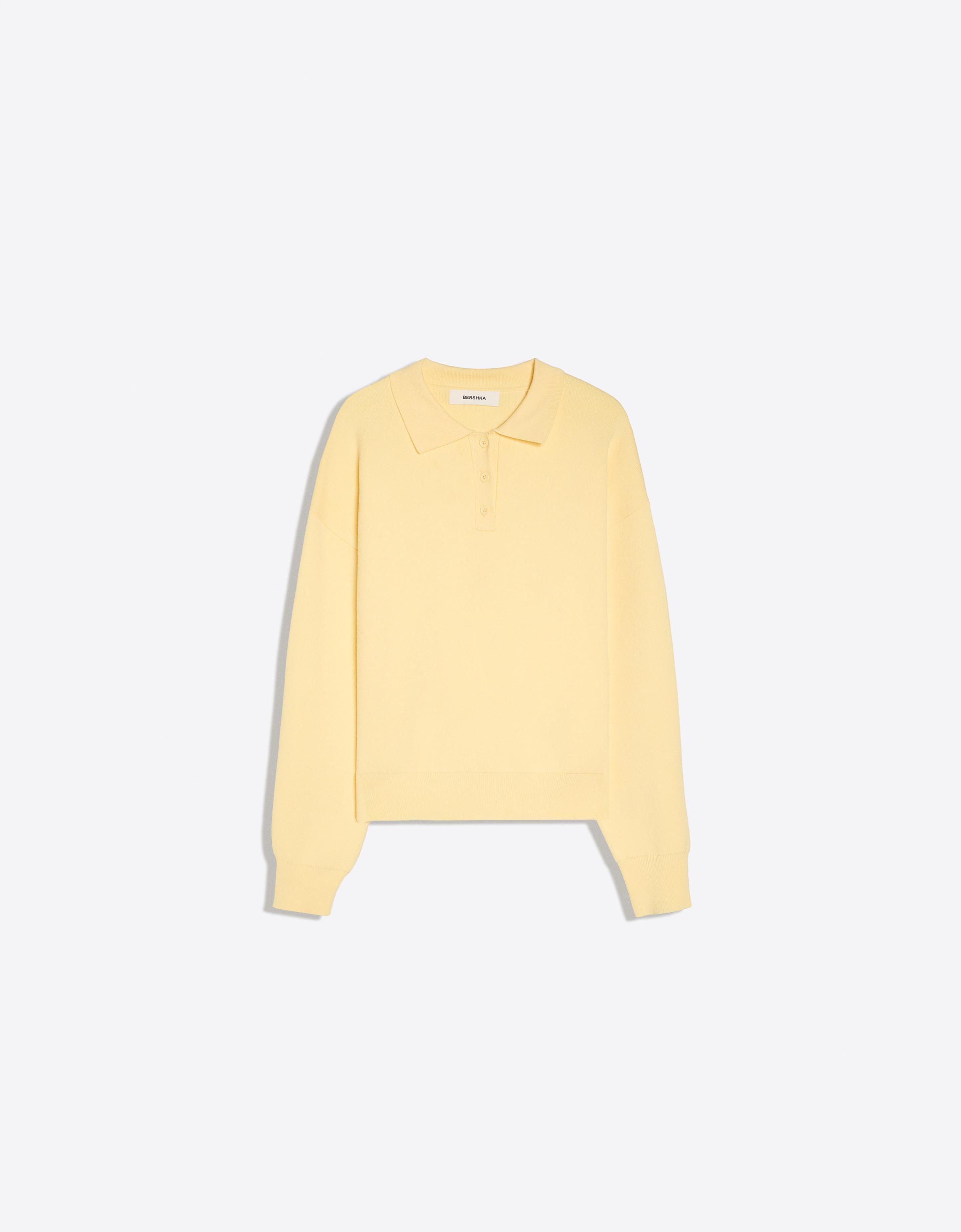 Oversize polo collar jumper — Yellow