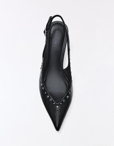 KITTEN HEEL SHOES WITH STUDS — BLACK 3
