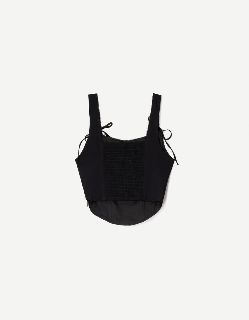 Corset top with bows-Black
