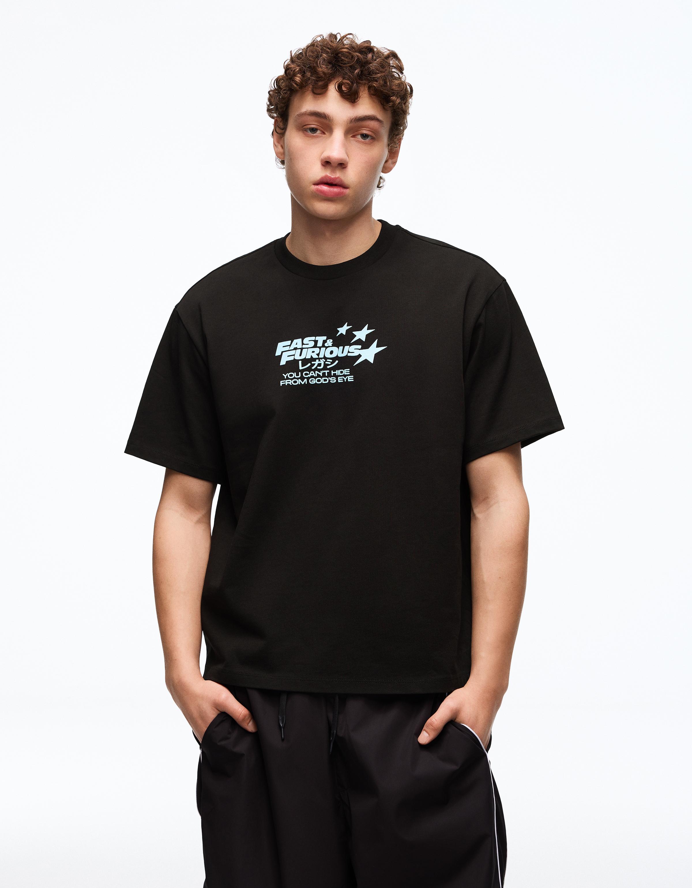 Camiseta Relax Fit Fast & Furious Hombre L Negro