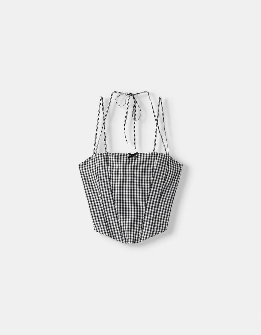 توب كورسيه بمربعات فيشي-أبيض-4