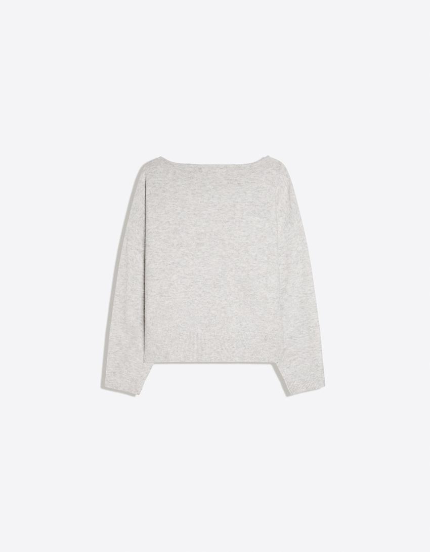 Jersey cuello pico oversize soft touch-Gris
