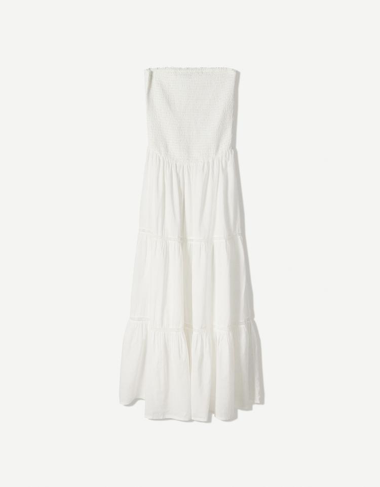 Flounce bandeau midi dress