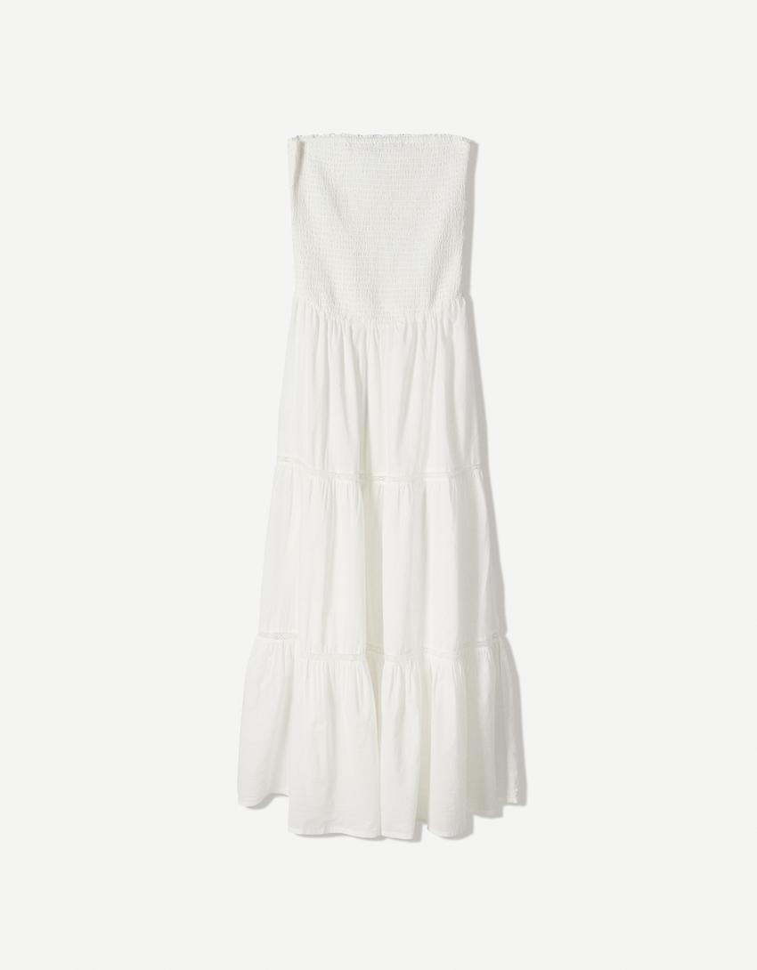 Robe midi bandeau ample-Blanc-3