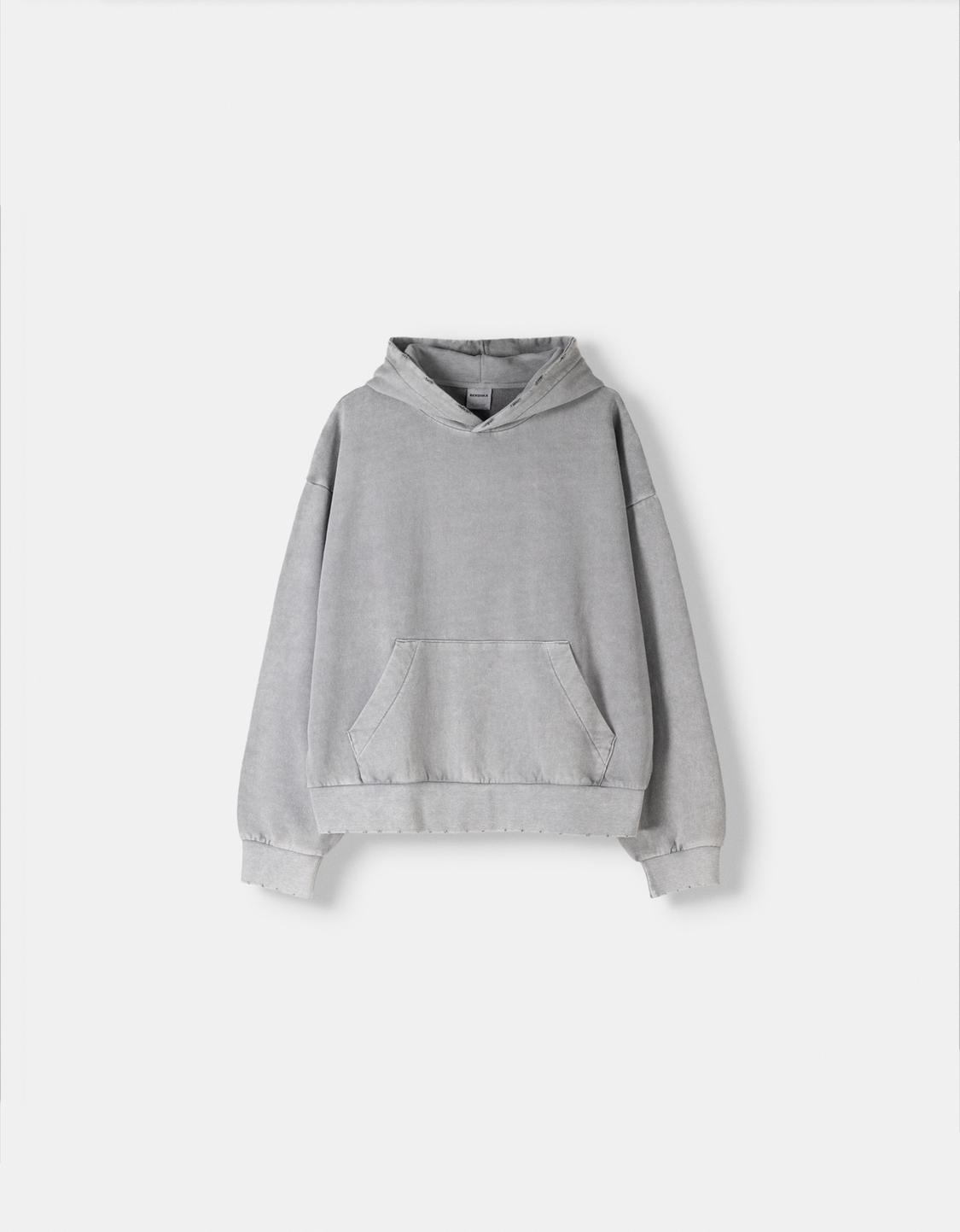 Maglione Uomo Darringls Oversize - Felpa Con Cappuccio Vintage Patchwork Raglan - Foto 4