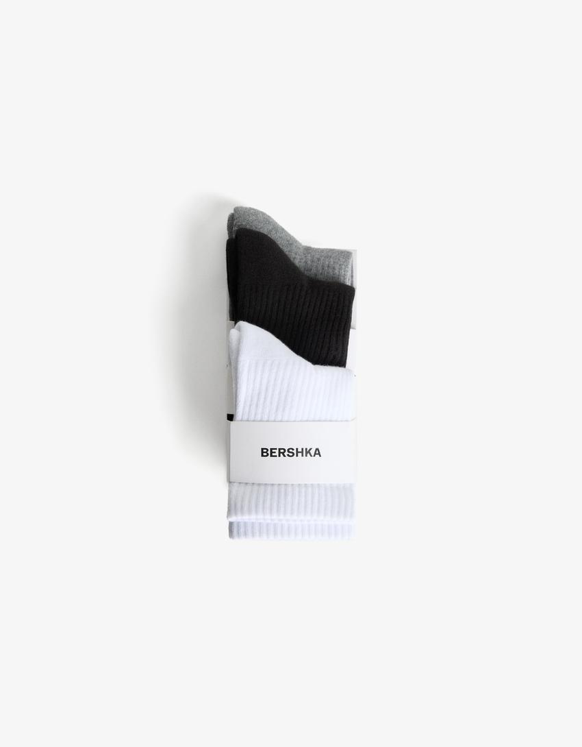 Pack of 3 pairs of sporty socks-Grey
