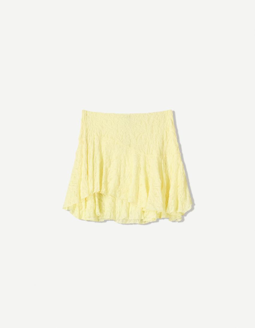 Minijupe volants dentelle-Jaune-5