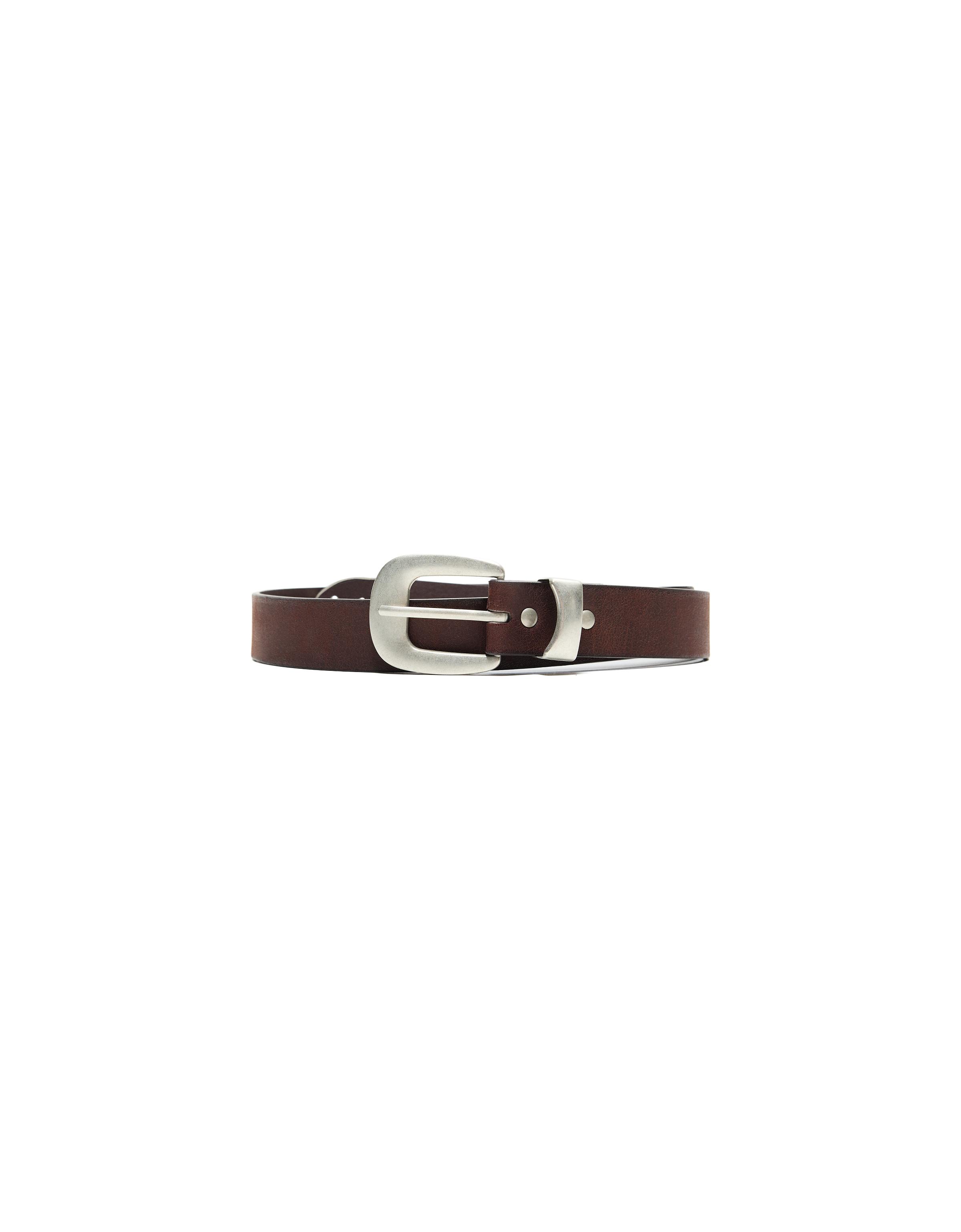 Belt with tip buckle — Brown