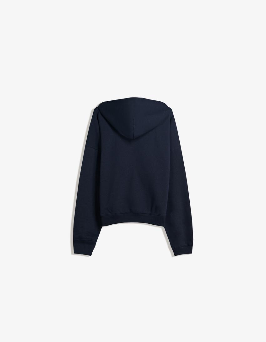Oversized hoodie met rits-Marineblau-4